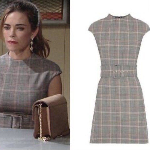 NWT Theory Wool blend Belted Plaid Check Sheath Dress 6 - Picture 4 of 12